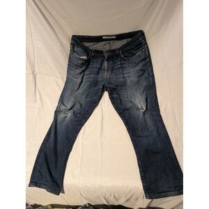 FIDELITY Jimmy Mens 38 27in Dark Wash Distressed Bootcut Jeans